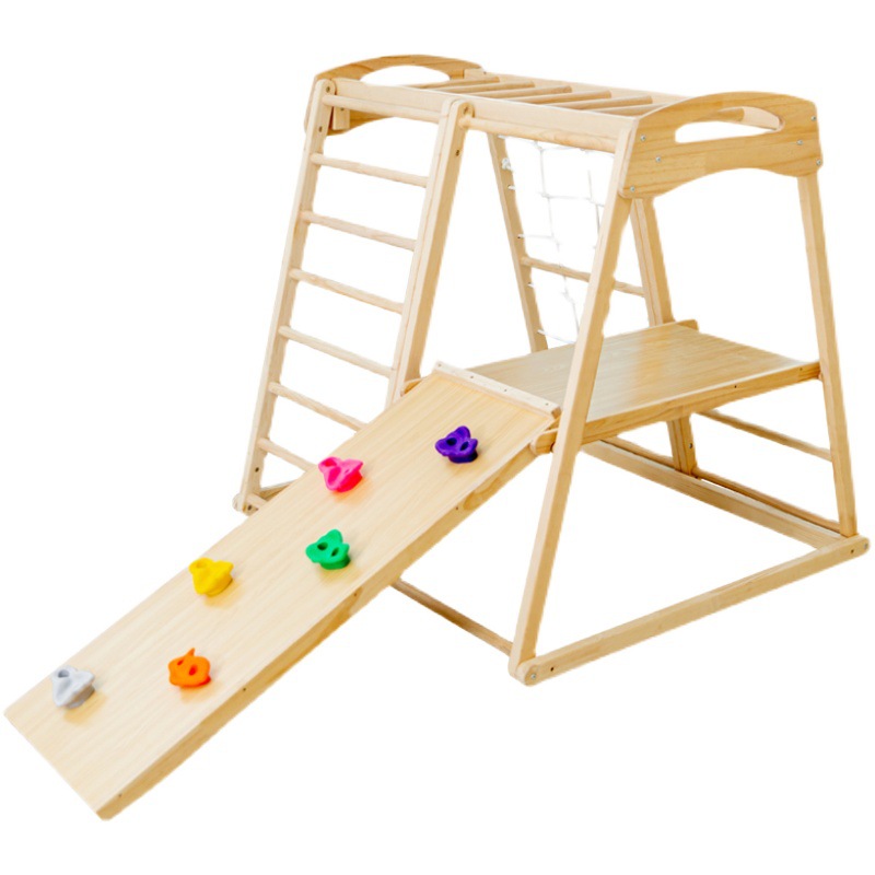 Kids Outdoor Wooden Climbing Frame - ジャングルジム キッズ 屋外 室内 子供用 木製滑り台