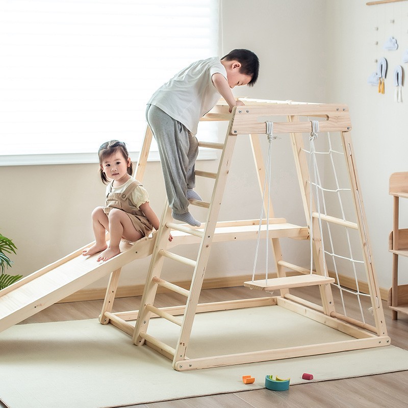 Kids Outdoor Wooden Climbing Frame - ジャングルジム キッズ アウトドア ソリッド ベビー感覚トレーニング クライミングフレーム