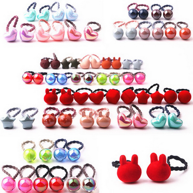 Kids Outdoor Decor - 10ピース/ロット赤ん坊甘いヘアアクセサリーキャンディーカラーの子供弾性ヘアネクタイロープポニーテールボールヘアバンドヘアバンド卸売