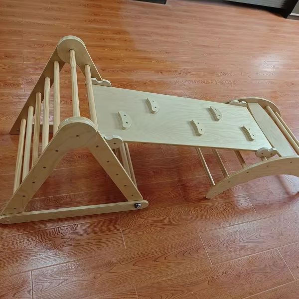 Kids Outdoor Wooden Climbing Frame - 人気沸騰中！3in1モンテッソーリ木製ガーデンレインボー屋内外兼用キッズクライミングフレーム ピックラー遊具セット
