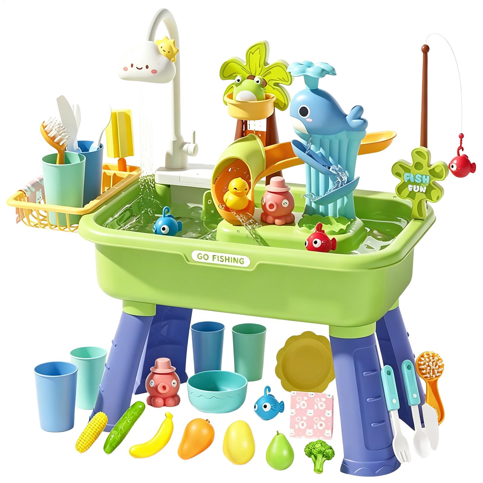 Kids Outdoor Water Table - ポンプ付きキッズウォーターテーブル、幼児向け感覚遊びシンクアクティビティテーブル、男の子と女の子向けの屋内外夏用スプラッシュトイ