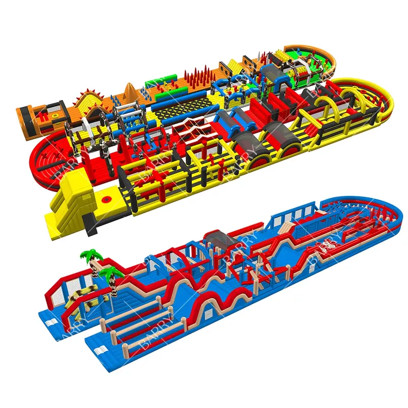 Kids Outdoor Obstacle Course Equipment - 屋外屋内兼用ワイプアウトモンスターキッズ障害物コース機器インフレータブルバウンサーテーマパークブロウアップ障害物コース大人用