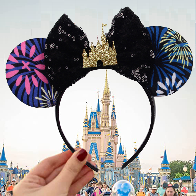 Kids Outdoor Decor - ディズニー城ミッキーマウス耳ヘッドバンドスパンコール弓女の子コスプレヘアバンド大人/子供パーティーギフト子供ヘアアクセサリー