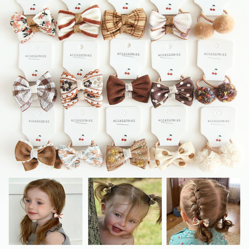 Kids Outdoor Decor - 10 個/1 セットかわいい帽子、ベビーキッズアクセサリーベーシックキッズリボンバンドセット、小さなシュシュ、弾性ヘアリボン、
