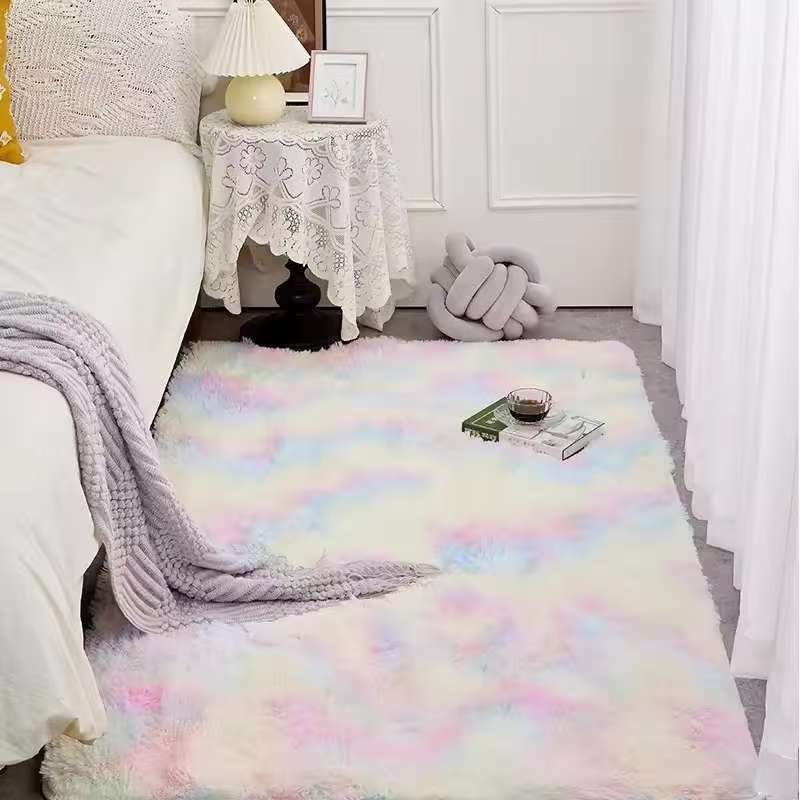 Kids Outdoor Mat Waterproof - VIKAMA ふわふわぬいぐるみタイダイカーペット リビングルーム用 ホームデコレーション 子供用ベッドサイド 大型カーペット