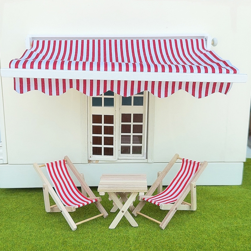 Kids Outdoor Decor - 1/12 ドールハウスシミュレーション日よけモデルドールハウスホーム屋外バルコニー日よけシーン装飾子供ふり遊びおもちゃ