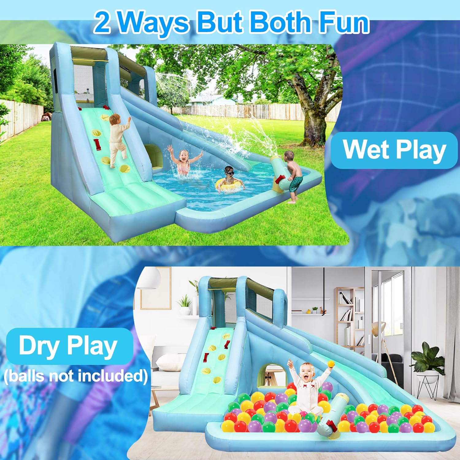 6in1 インフレータブルキッズバウンスハウス ウォーターパ - Kids Outdoor House のレビューと価格