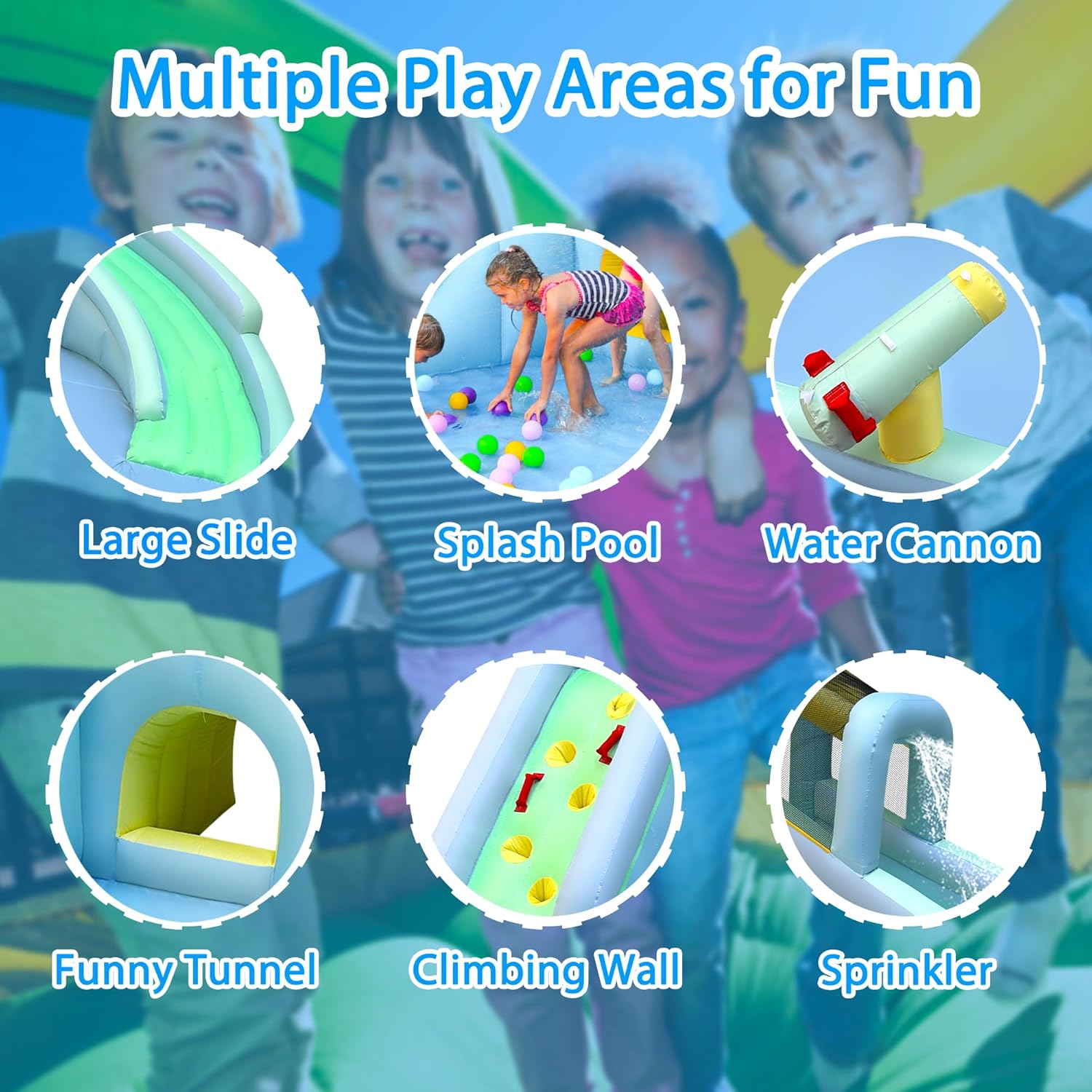 6in1 インフレータブルキッズバウンスハウス ウォーターパ - Kids Outdoor House のレビューと価格