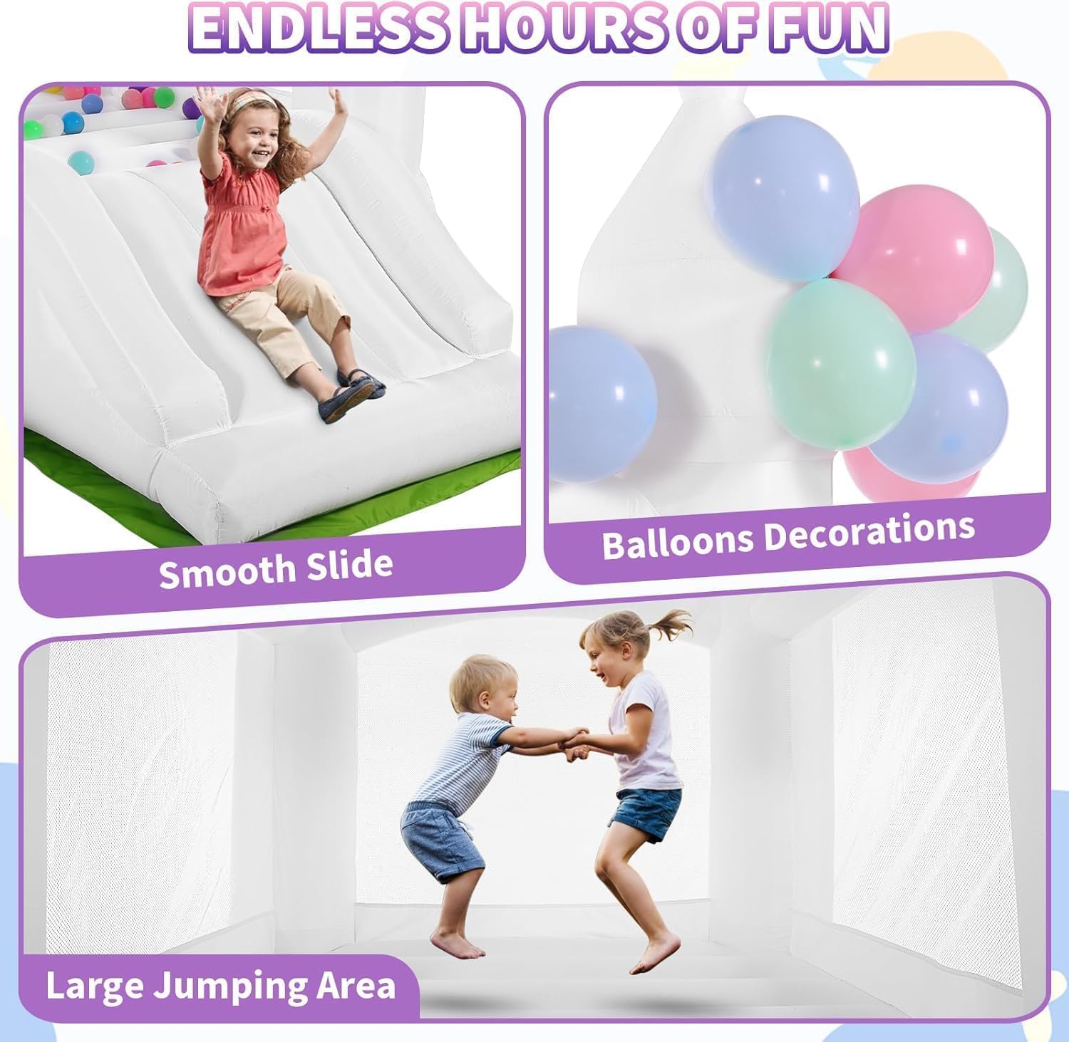 ホワイトバウンスハウス 室内/屋外兼用 キッズ用バウンシーキ - Kids Outdoor House のレビューと価格
