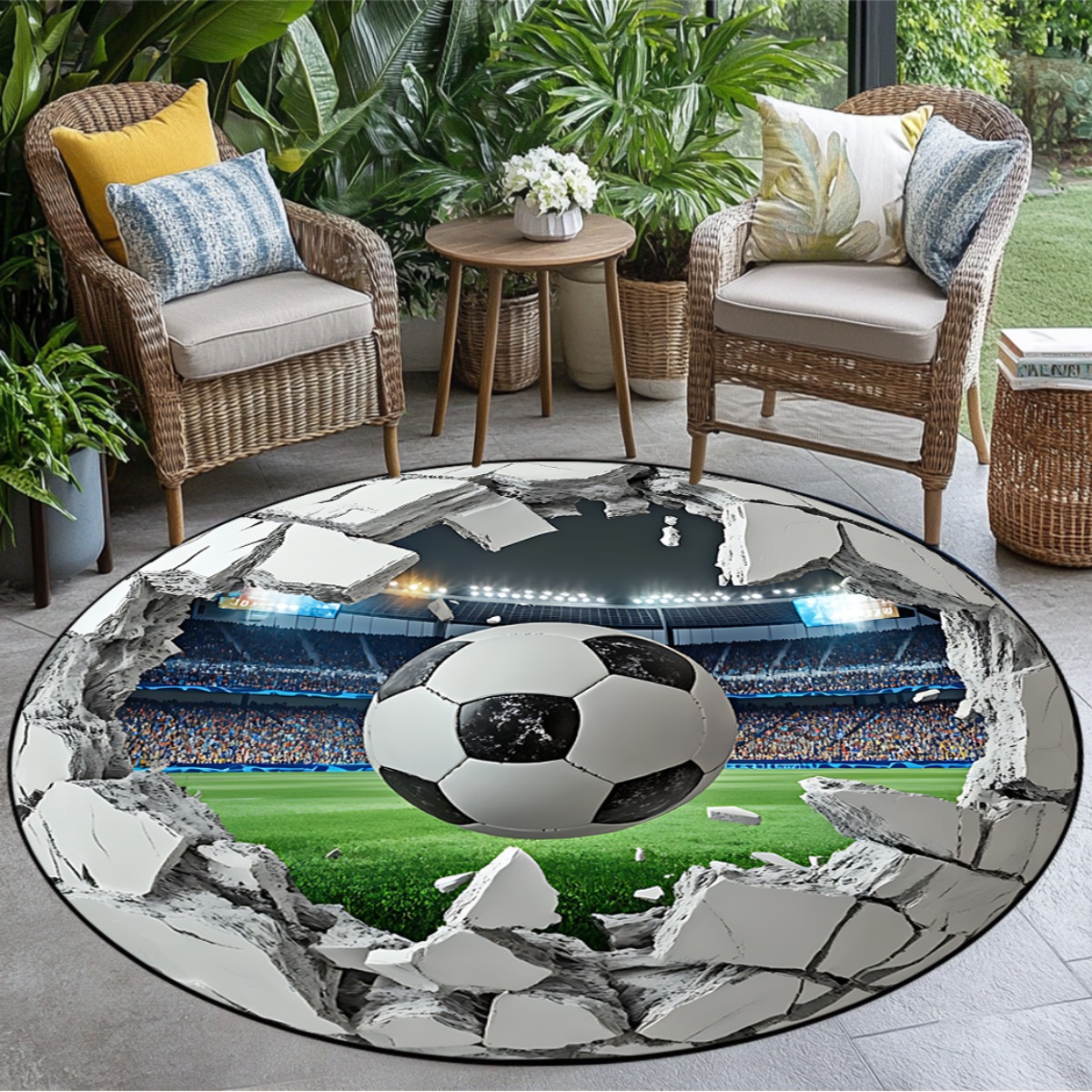 3Dサッカー場ラウンドエリアラグ、リアルなサッカーグリーンタ - Kids Outdoor Mat Waterproof のレビューと価格