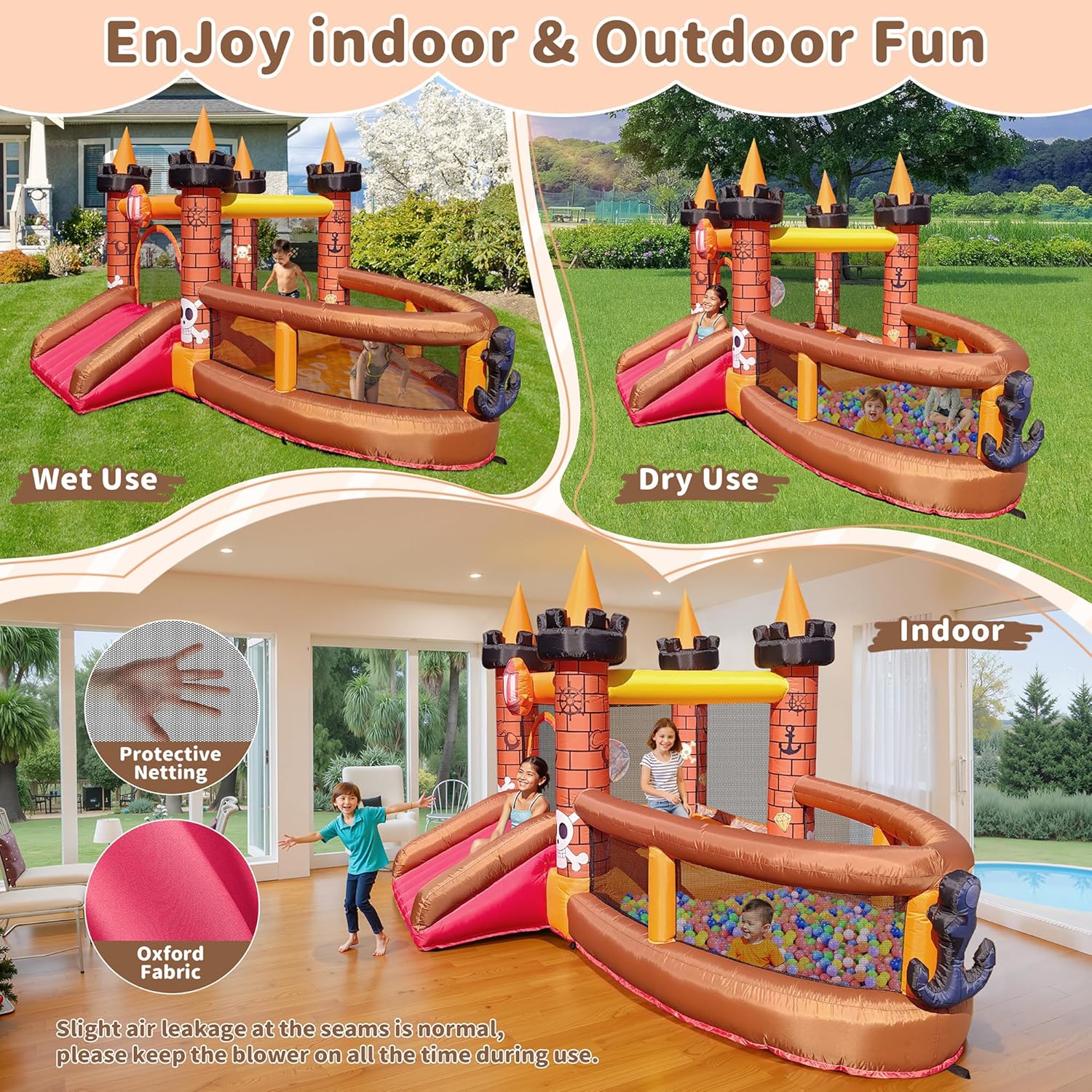 子供用インフレータブルバウンスハウス（3～8歳向け）：滑り台 - Kids Outdoor House のレビューと価格