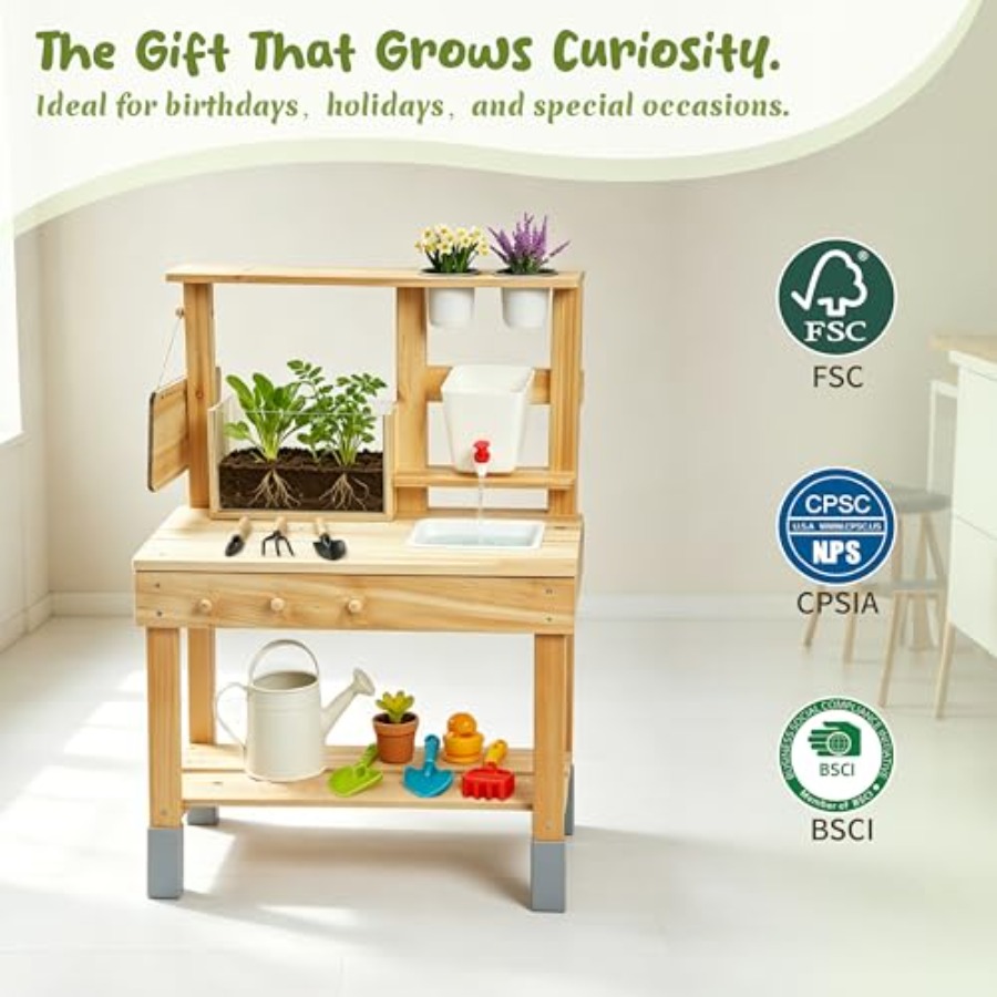 クリアビュープランター付き屋外用キッズポッティングベンチ、天 - Kids Outdoor Chalkboard のレビューと価格