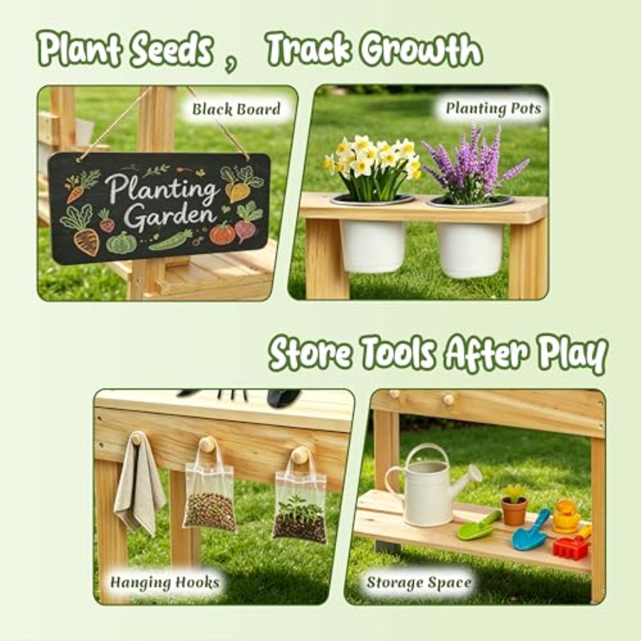 クリアビュープランター付き屋外用キッズポッティングベンチ、天 - Kids Outdoor Chalkboard のレビューと価格