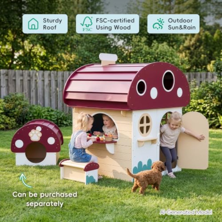 屋外用木製キッズプレイハウス（3～8歳向け）：白い幼児用屋外 - Kids Outdoor Chalkboard のレビューと価格