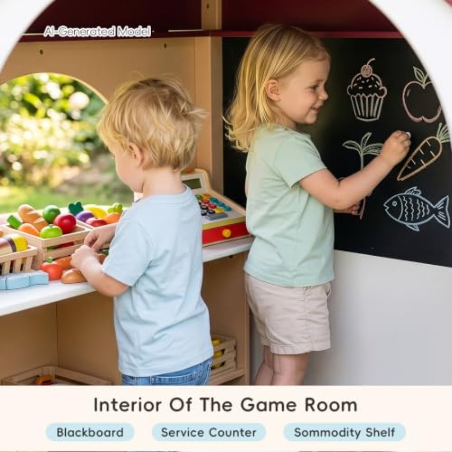 屋外用木製キッズプレイハウス（3～8歳向け）：白い幼児用屋外 - Kids Outdoor Chalkboard のレビューと価格