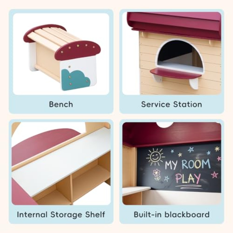 屋外用木製キッズプレイハウス（3～8歳向け）：白い幼児用屋外 - Kids Outdoor Chalkboard のレビューと価格