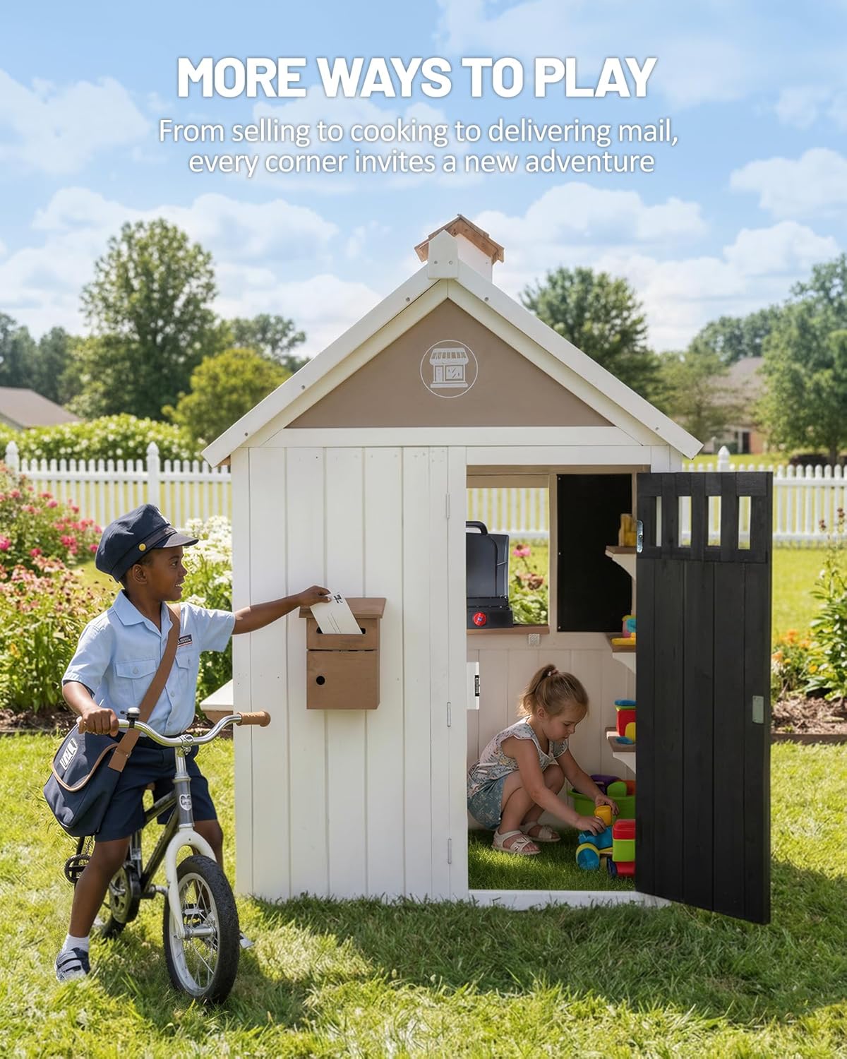 2in1 シダーウッド製キッズ屋外プレイハウス、グリルステー - Kids Outdoor Chalkboard のレビューと価格