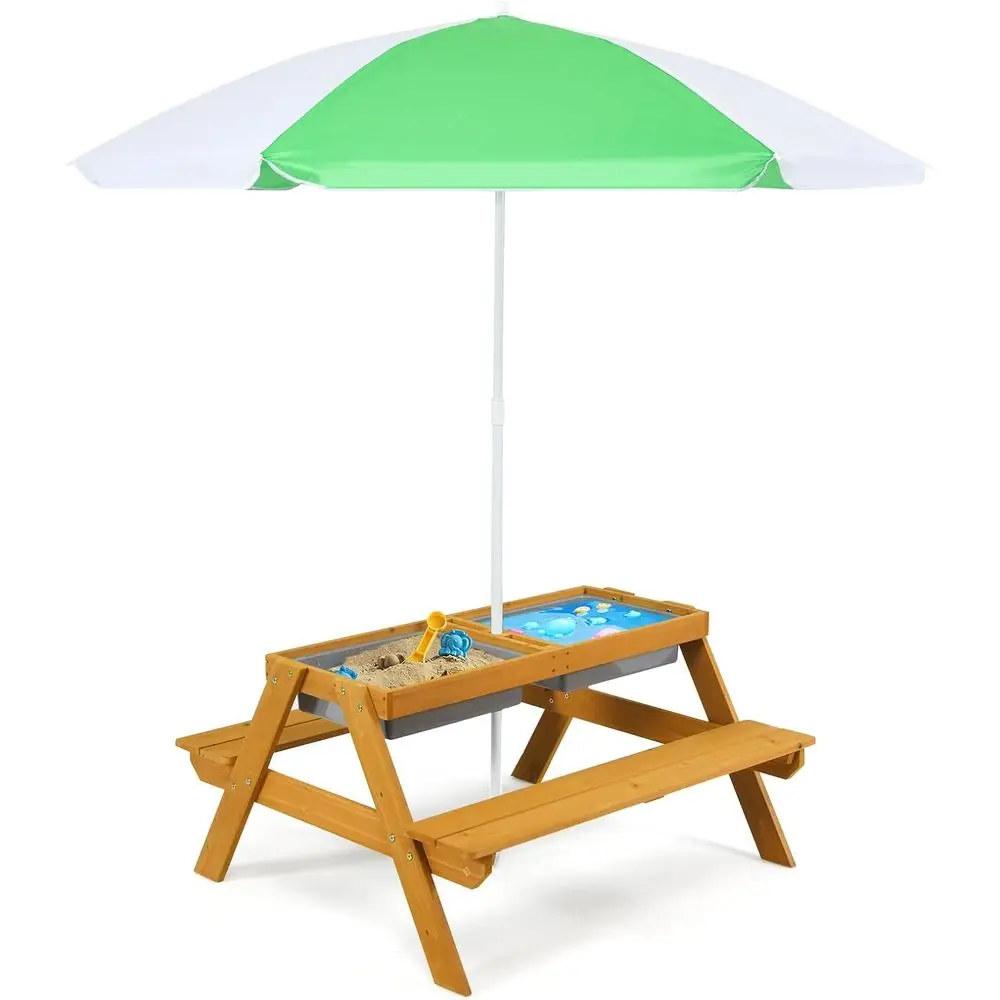 3in1高さ調節可能傘付きキッズピクニックテーブル、水遊び＆ - Kids Outdoor Water Table のレビューと価格