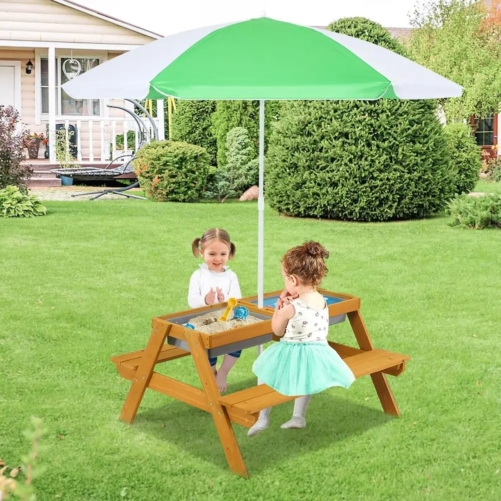 3in1高さ調節可能傘付きキッズピクニックテーブル、水遊び＆ - Kids Outdoor Water Table のレビューと価格