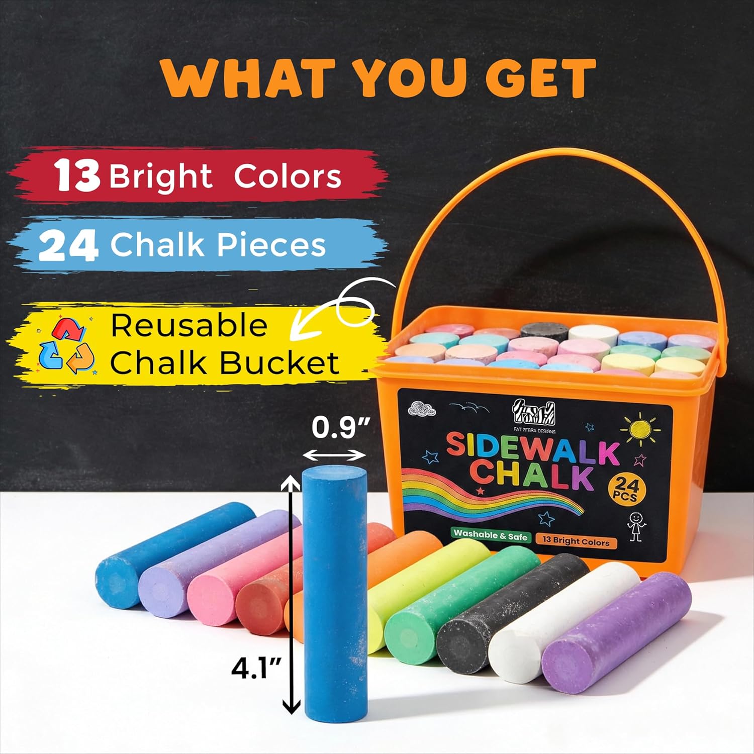 子供用歩道チョーク24個入り - 13色のジャンボチョーク入 - Kids Outdoor Chalkboard のレビューと価格
