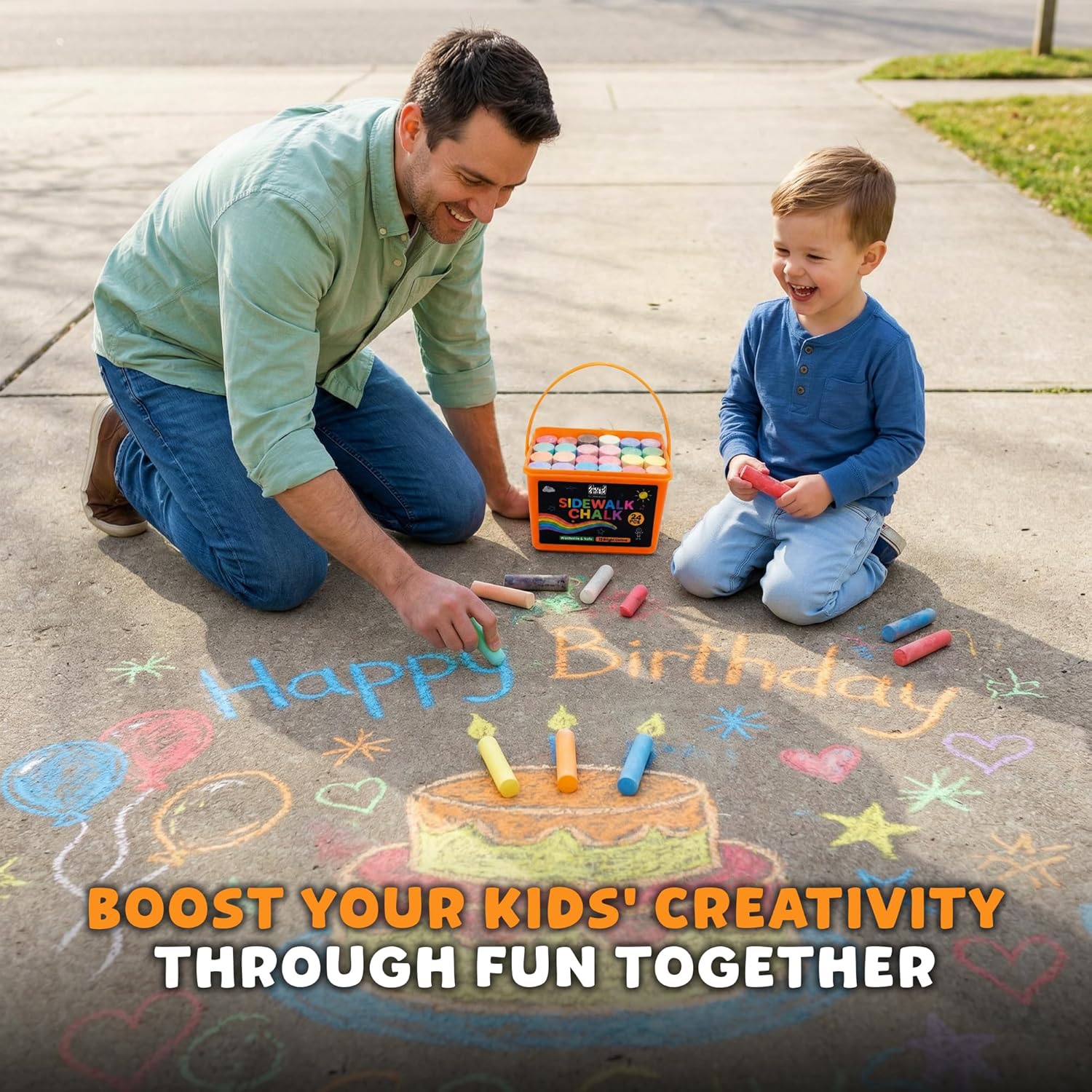 子供用歩道チョーク24個入り - 13色のジャンボチョーク入 - Kids Outdoor Chalkboard のレビューと価格