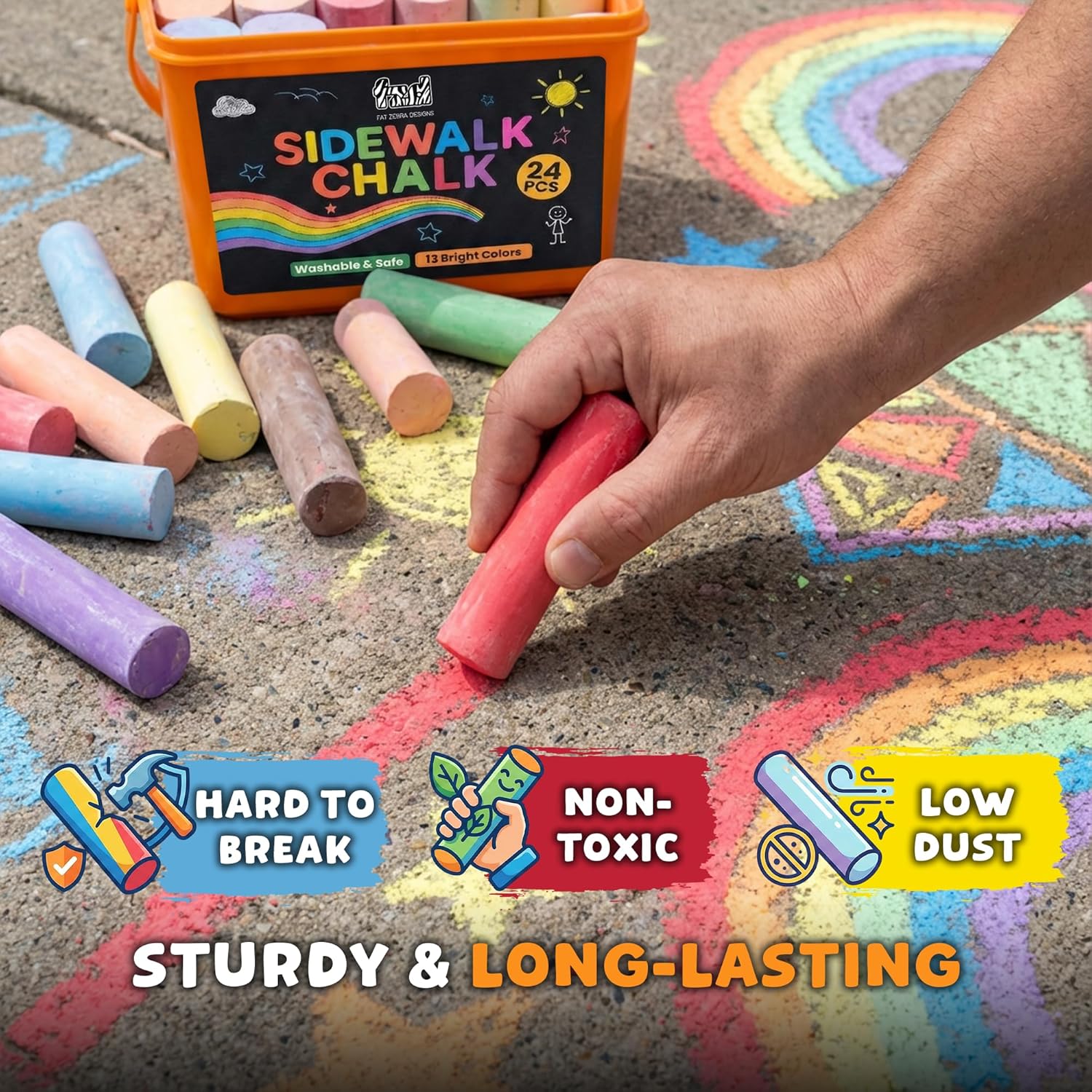 子供用歩道チョーク24個入り - 13色のジャンボチョーク入 - Kids Outdoor Chalkboard のレビューと価格