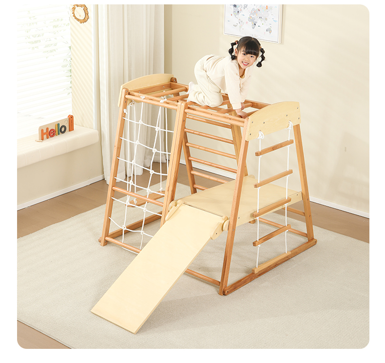 子供用屋内外モンテッソーリクライミングジム 7 in 1 キ - Kids Outdoor Wooden Climbing Frame のレビューと価格