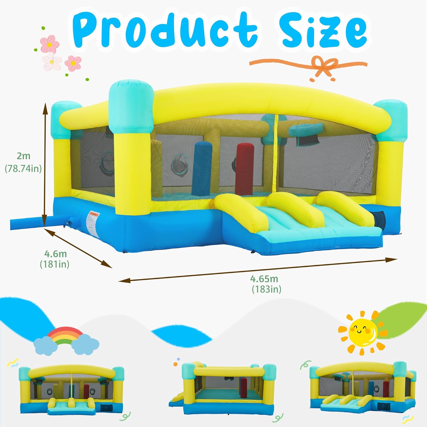 大型バウンスハウス、15 x 14.8フィートの子供用インフ - Kids Outdoor House のレビューと価格
