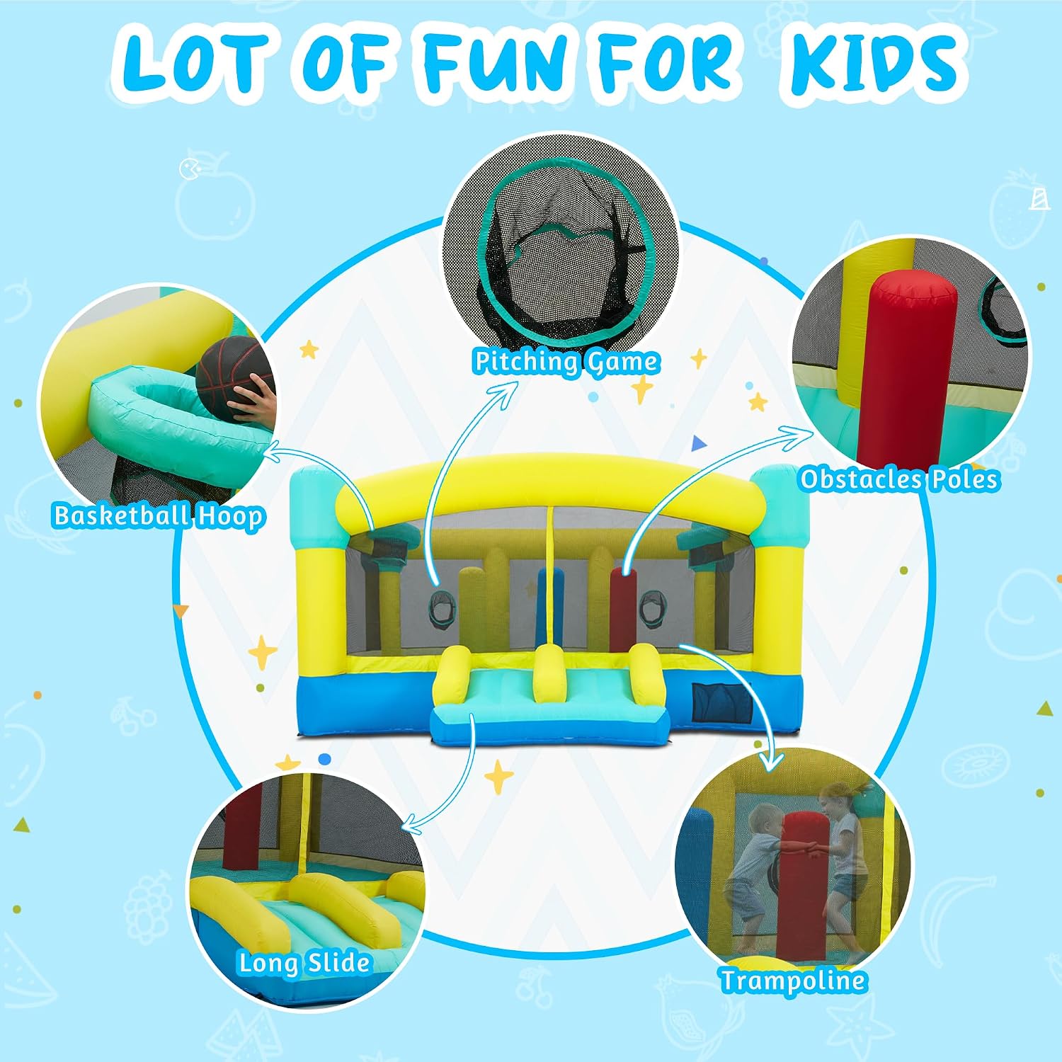 大型バウンスハウス、15 x 14.8フィートの子供用インフ - Kids Outdoor House のレビューと価格
