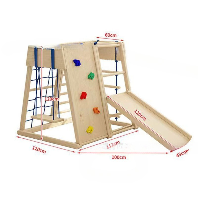 木製クライミングフレーム、滑り台とブランコ付き、子供用屋内外 - Kids Outdoor Wooden Climbing Frame のレビューと価格