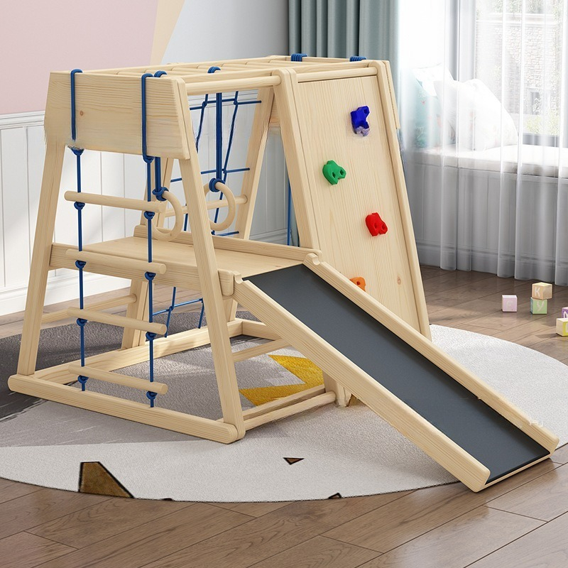 木製クライミングフレーム、滑り台とブランコ付き、子供用屋内外 - Kids Outdoor Wooden Climbing Frame のレビューと価格