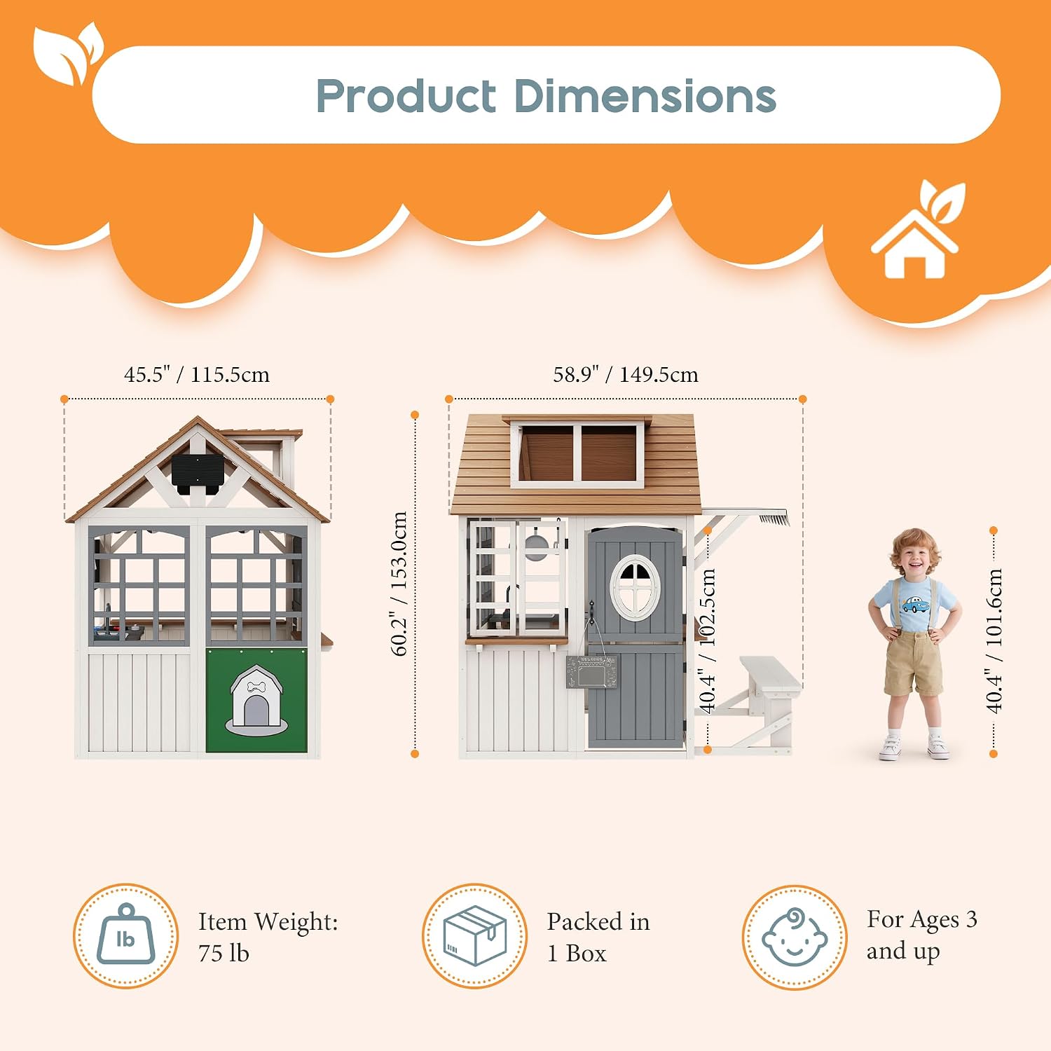 耐久性のあるモミ材を使用した屋外キッズプレイハウス、防水屋根 - Kids Outdoor Chalkboard のレビューと価格