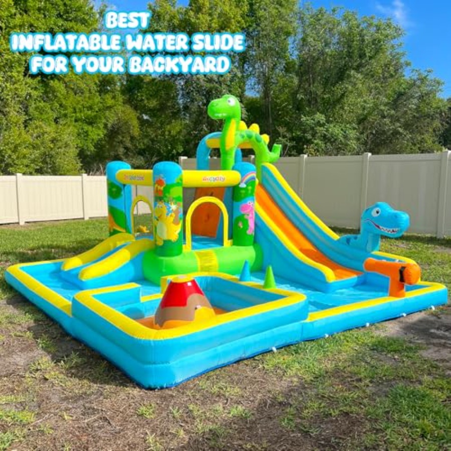 屋外裏庭用インフレータブルウォータースライド：恐竜テーマの1 - Kids Outdoor House のレビューと価格