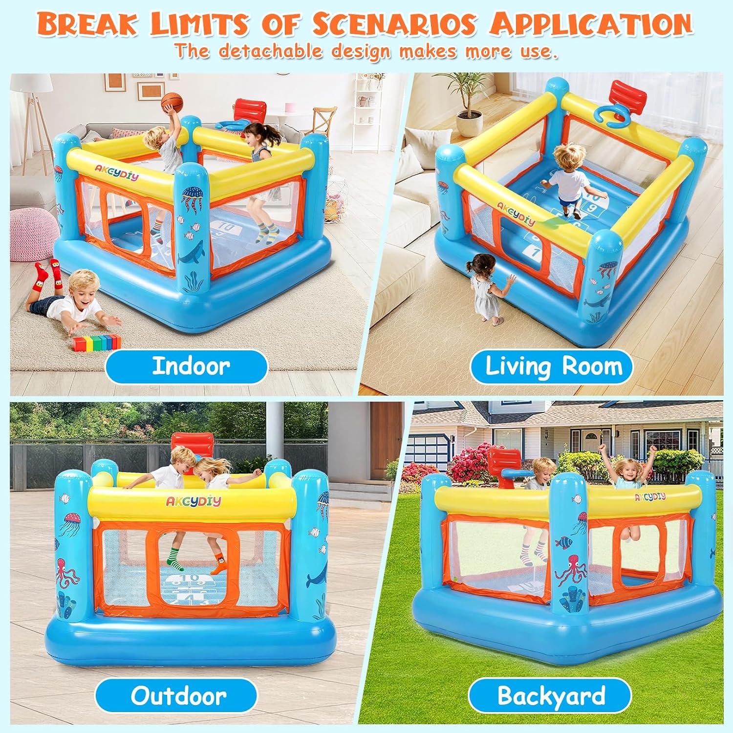 バウンスハウス、子供用PVC製インフレータブルバウンスハウス - Kids Outdoor House のレビューと価格