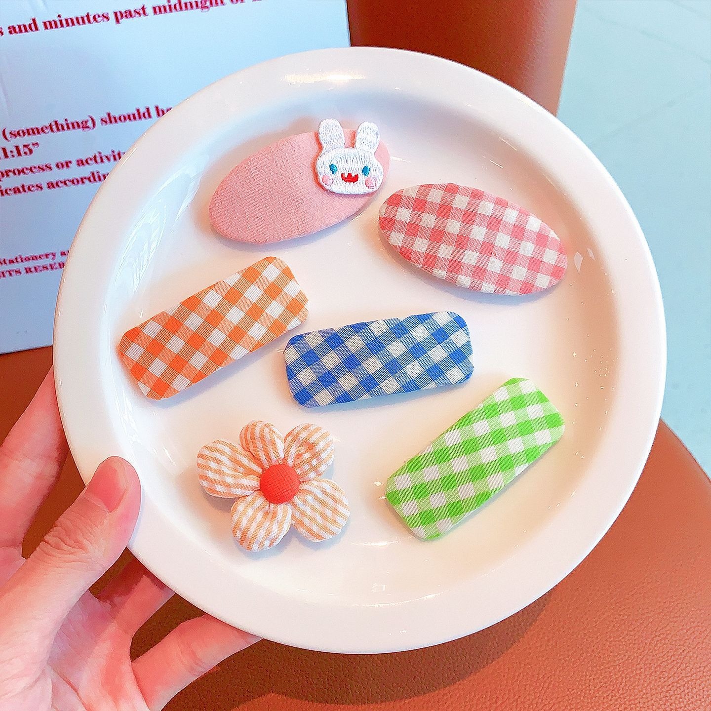 韓国風パストラルキッズヘアクリップセット 可愛いギンガムチェ - Kids Outdoor Decor のレビューと価格