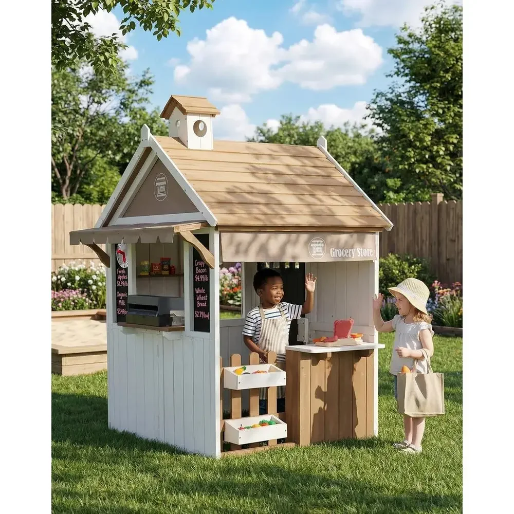 2-in-1 キッズアウトドアプレイハウス、CeWooden - Kids Outdoor Chalkboard のレビューと価格