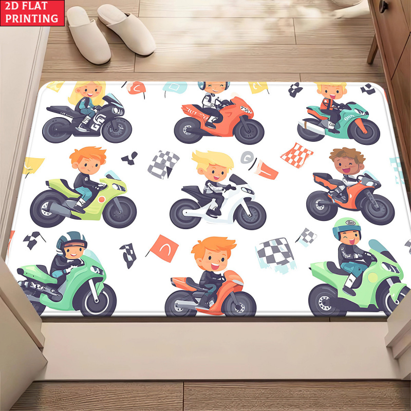 VIKAMA 漫画キッズバイクレーサードアマット カラフルな - Kids Outdoor Mat Waterproof のレビューと価格
