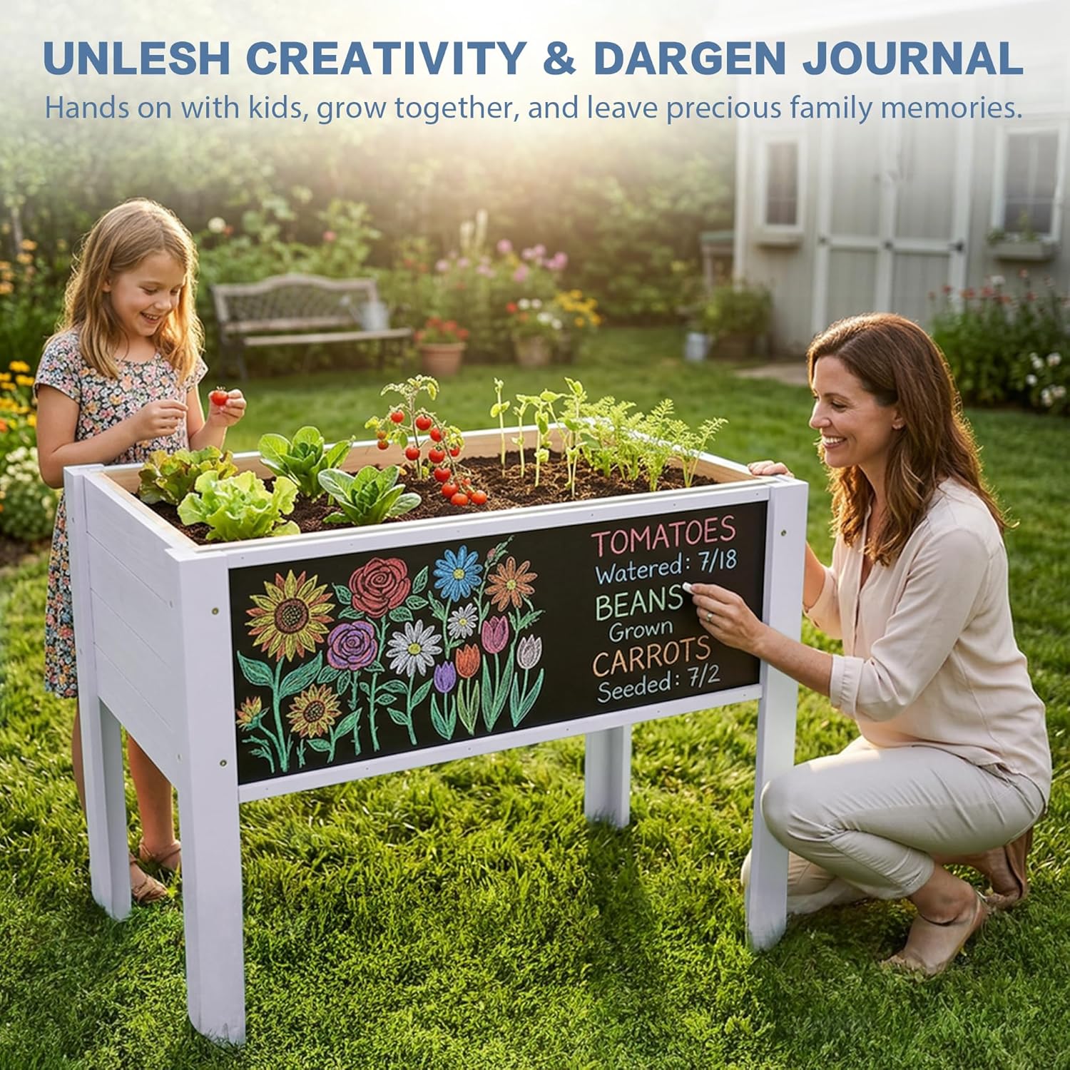 子供用DIY黒板付き木製高床式菜園、30 x 24 x 18 - Kids Outdoor Chalkboard のレビューと価格