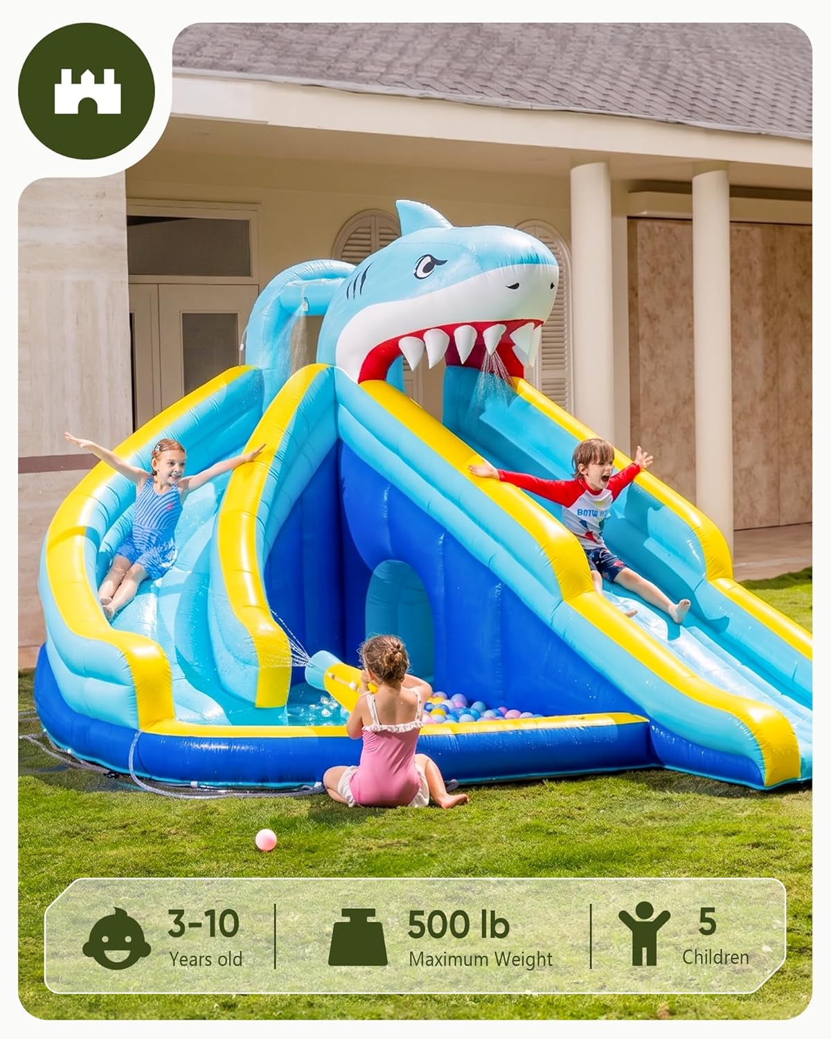 子供用インフレータブルウォータースライドバウンスハウス（3～ - Kids Outdoor House のレビューと価格