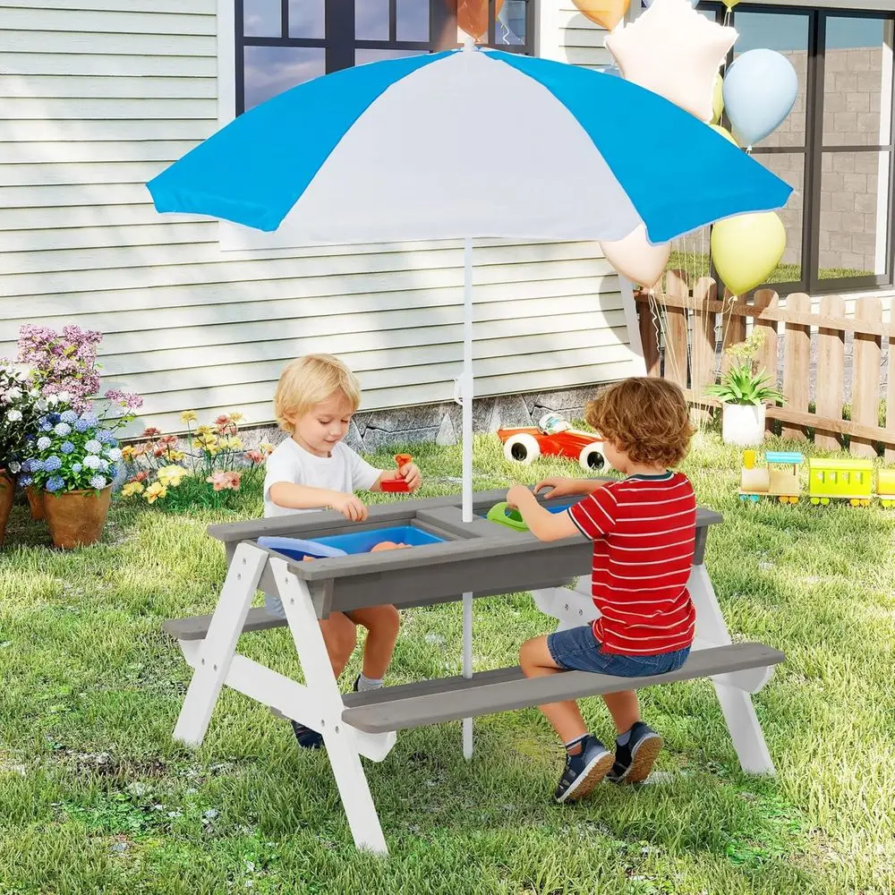 子供用3-in-1木製ピクニックテーブル、屋外砂場・水遊び用 - Kids Outdoor Water Table のレビューと価格