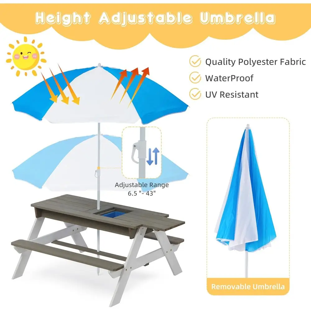 子供用3-in-1木製ピクニックテーブル、屋外砂場・水遊び用 - Kids Outdoor Water Table のレビューと価格