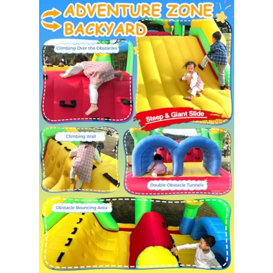 裏庭用屋外インフレータブルバウンスハウス障害物コース、3～6 - Kids Outdoor House のレビューと価格