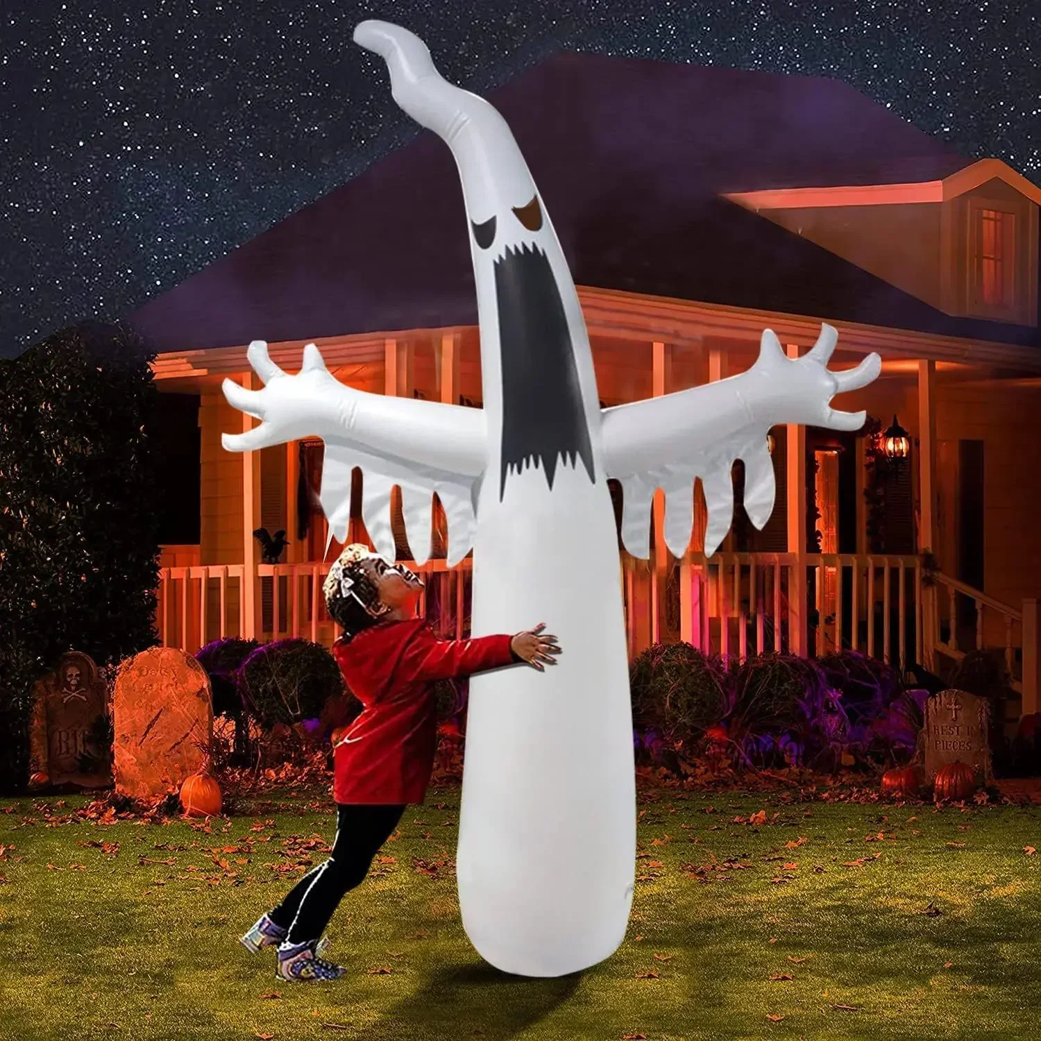 ハロウィンインフレータブル怖いゴースト LED ライト付き子 - Kids Outdoor House のレビューと価格