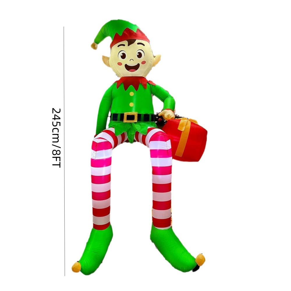 8FT クリスマスインフレータブル座っているエルフ装飾 LE - Kids Outdoor Decor のレビューと価格