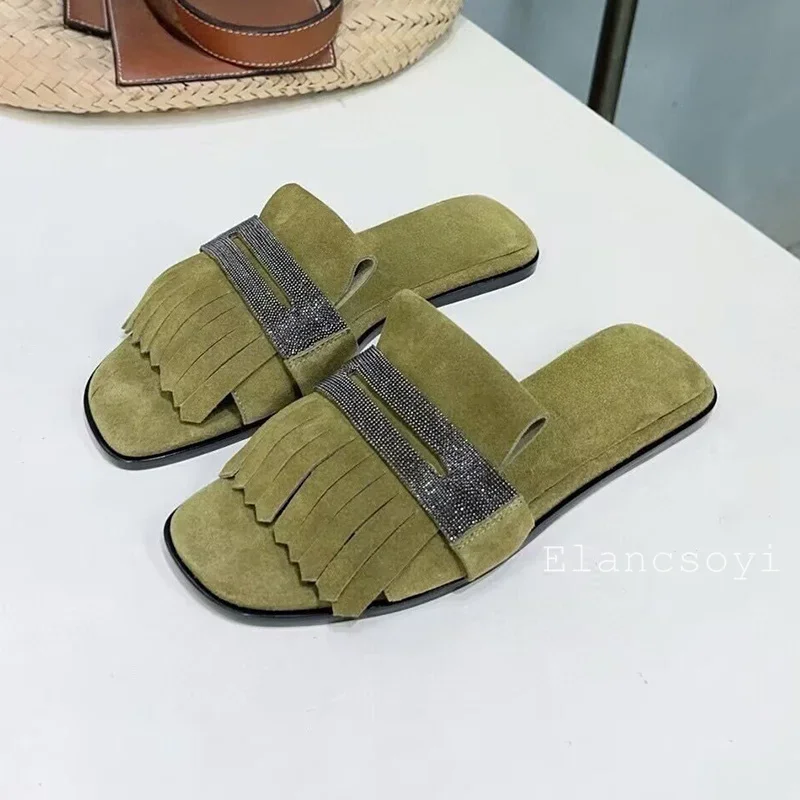 メタルストリングビーズ装飾キッズスエードタッセルフラットボト - Kids Outdoor Decor のレビューと価格