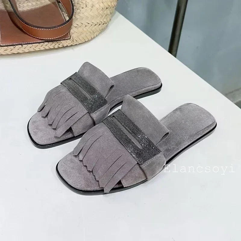 メタルストリングビーズ装飾キッズスエードタッセルフラットボト - Kids Outdoor Decor のレビューと価格