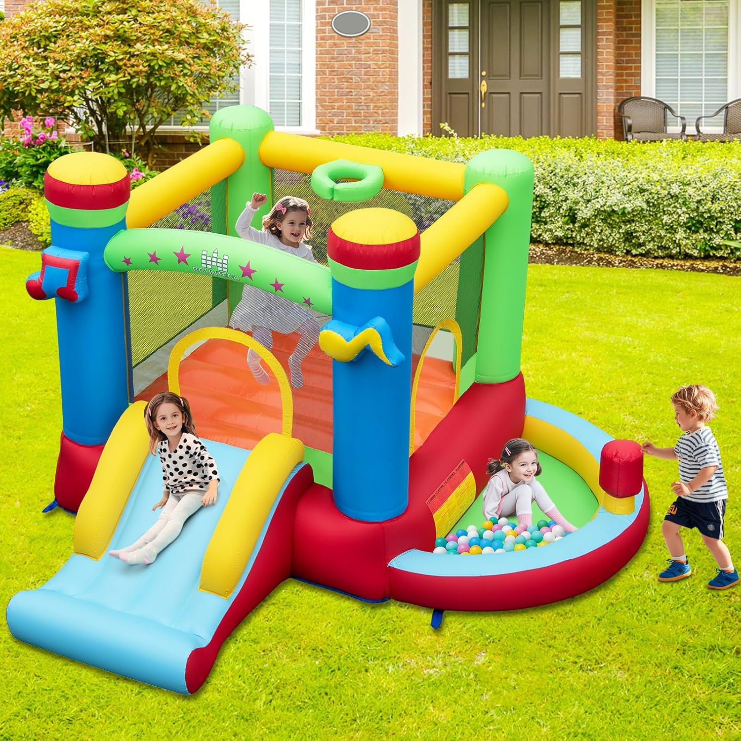 ボールプール付きインフレータブルバウンスハウス、3歳から12 - Kids Outdoor House のレビューと価格