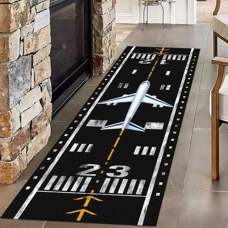 VIKAMA 飛行機滑走路プリントランナーラグ、滑り止めブラ - Kids Outdoor Mat Waterproof のレビューと価格