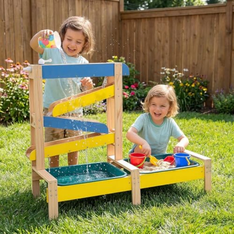 3歳以上向け屋外キッズアクティビティプレイセット：木製砂場と - Kids Outdoor Water Table のレビューと価格