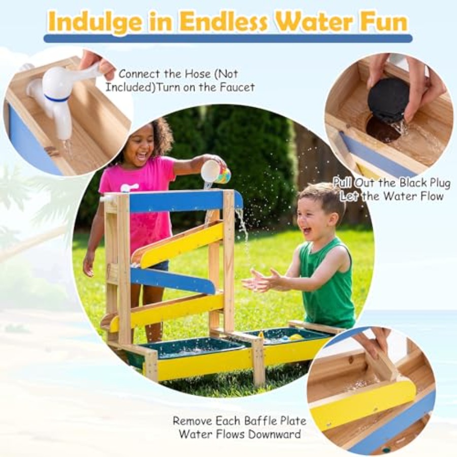 3歳以上向け屋外キッズアクティビティプレイセット：木製砂場と - Kids Outdoor Water Table のレビューと価格